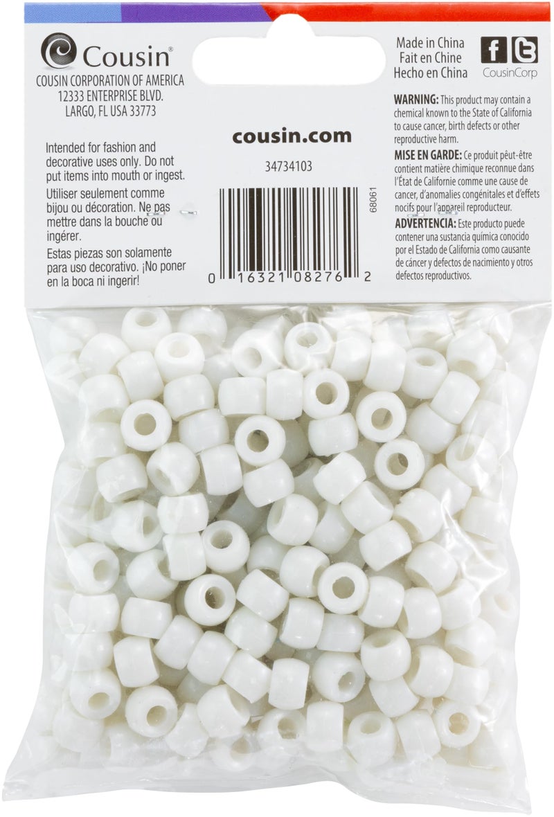 Cousin Fun Packs 250-Piece White Pony Beads - Image 2